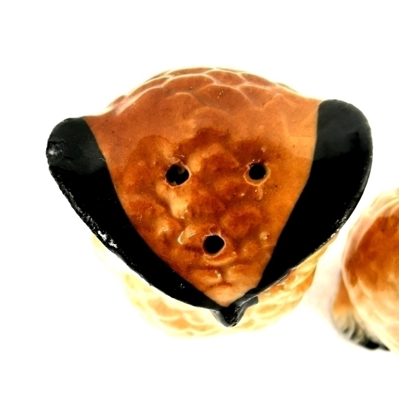 Owl Salt Pepper Shakers Vtg Cute White Brown - Picture 4 of 5